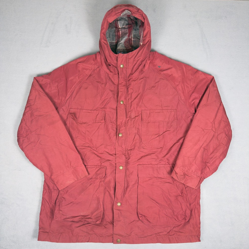 Vintage 80s Woolrich Mountain Parka Jacket Mens XL Red 60/40 Plaid Lined